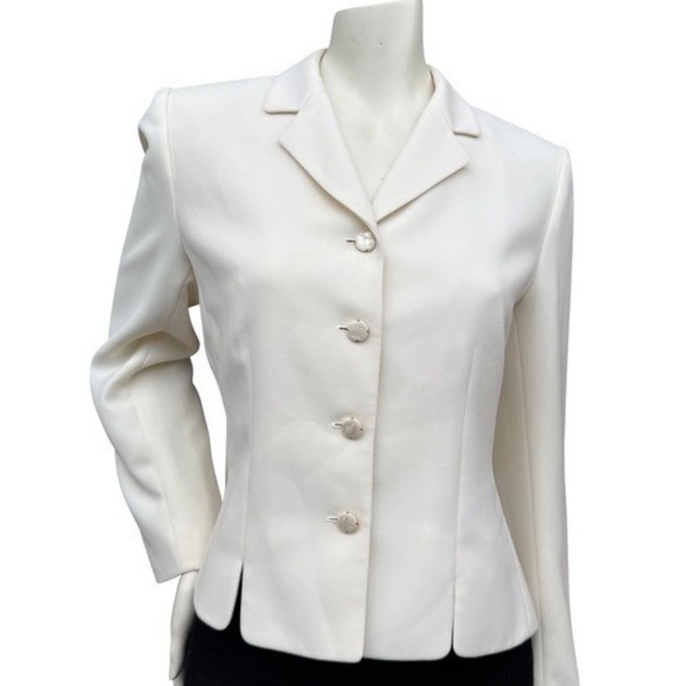 Vintage A&K Designs Blazer Jacket Cream Quiet Luxury Old Money Minimalist Sz 10